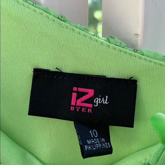 IZ Beyer Girl Dress, Formal Green Sparkle Dress, One Shoulder Party Dress - Picture 6 of 10